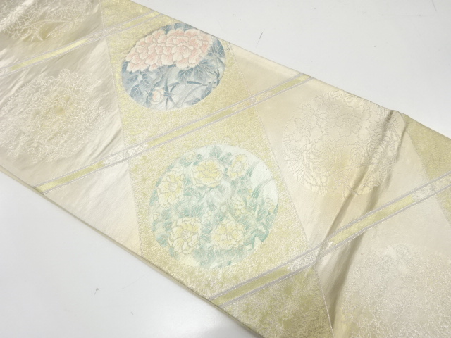 JAPANESE FUKURO OBI / WOVEN FLOWER ROUNDEL